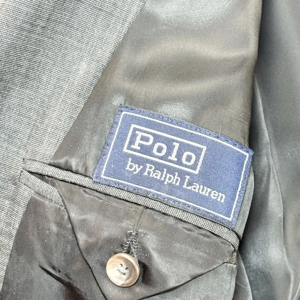 Vtg Polo Ralph Lauren Suit Jacket 42XL Relaxed Fit Double Breasted Wool 90s Gray